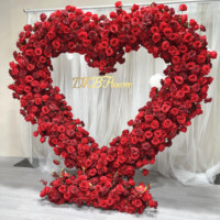 Arche de fleurs artificielles en soie DKB Arch148 en forme de cœur de rose rouge, toucher naturel, portable, pour la décoration de mariage et de fête, toile de fond