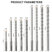 Mèches de perceuse à percussion SDS MAX et SDS PLUS de 5 mm, 6 mm, 6,5 mm, 8 mm, 10 mm, 12 mm, 14 mm, 16 mm, 18 mm, 20 mm pour béton et maçonnerie