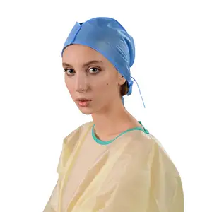 כובע ראש כירורגי חד פעמי לא ארוג לרופאים חומר PP/SMS עם חומרים מתכלים לבית חולים קשירה לגב