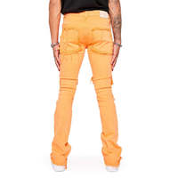 LILUO Nouveau Design Orange Solid Color Designer Denim Jeans Skinny Multi Pocket Top Quality Flared Stacked Jeans Men