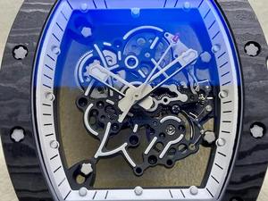 Trendy high-end <b>mechanical</b> <b>watch</b> with white ceramic, hollow bucket design, multi-band configuration, and <b>mechanical</b> movement. - Product Image 3