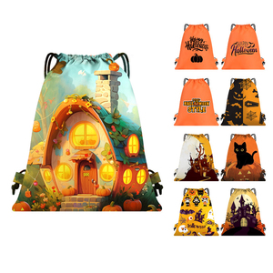 Custom Promotional High Quality Halloween <b>Drawstring</b> <b>Backpacks</b> Children <b>Drawstring</b> Bags Canvas <b>Drawstring</b> Bags - Product Image 2