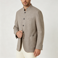 Blazer Homme de Haute Qualité à Col Montant, Veste de Costume Décontractée Multi-Boutons pour Tenue Smart Casual