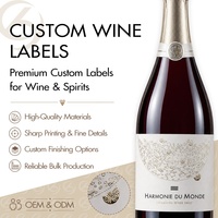 Étiquettes personnalisées de luxe texturées pour bouteilles de vin rouge, étiquettes pour bouteilles d'alcool avec marquage à chaud pour champagne, vin et spiritueux