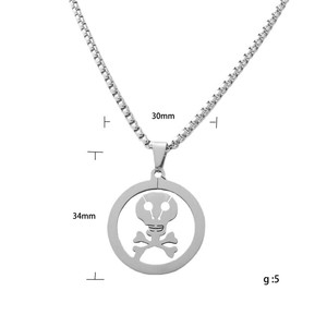 Collar con Colgante de Calavera de Acero Inoxidable, Diseño Geométrico Retro Punk para Hombre, 12051 - Product Image 4