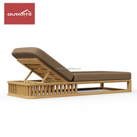 Chaise longue d'extérieur moderne pour villa, chaise longue de piscine en teck pour hôtel, chaise longue de plage pour resort, mobilier de plage.