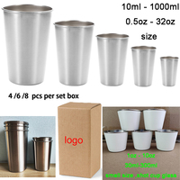 5oz 150ml 6oz 8oz 12oz 16oz BPA Libre Saludable Irrompible Logotipo personalizado 18/8 Tazas de pinta de acero inoxidable Jarra de cerveza Taza de fiesta Plata Uv