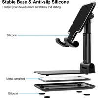 Support de Téléphone Portable et Tablette Réglable, Pliable, Extensible pour Bureau et Table