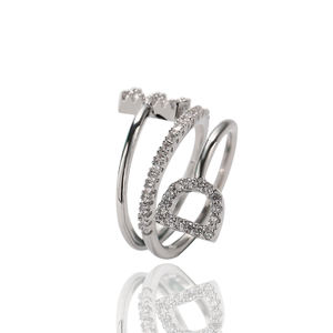 Bagues ajustables Hip Hop Bling Bling à deux lettres, bague personnalisée avec initiales, plaqué or 18 carats, bijoux tendance, bagues et bracelets DIY - Product Image 4