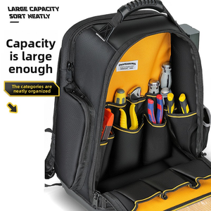 Mochila Profesional Impermeable para Herramientas - <span class=keywords><strong>Bolsa</strong></span> <span class=keywords><strong>de</strong></span> Electricista Resistente <span class=keywords><strong>de</strong></span> Oxford 600D, Múltiples Compartimentos con Cremallera y Correa Ajustable - Product Image 5