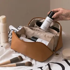 अनुकूलित पु चमड़े toiletry बैग महिला बड़े-क्षमता पोर्टेबल मेकअप आयोजक कॉस्मेटिक बैग