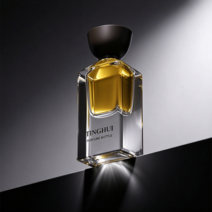 Flacon de parfum carré en verre transparent à fond épais de 1 oz, 30 ml/50 ml/100 ml, boîte vide avec couvercle en bois et pulvérisateur à pompe avec impression sérigraphique - Product Image 5