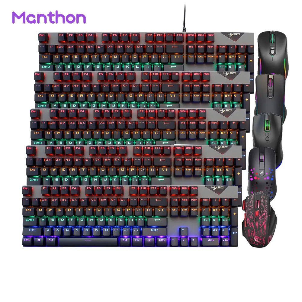 Vente en gros bon marché ensemble clavier et souris de jeu mécanique filaire rétroéclairé Rgb Combo clavier et souris