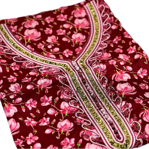 Robe florale Mukhawar de luxe de Dubaï pour femmes, vêtements islamiques élégants en tissu sergé et tissé bio - Product Image 4