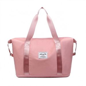 Custom Logo Pink Black Large Capacity Oxford Mini Single Shoulder Cylinder Yoga Fitness Sport Gym Tote <b>Bag</b> With <b>Wet</b> Pocket - Product Image 1