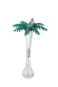 Gobelet à slush en plastique pour enfants, à bas prix, promotion, verre de jardin, palmier tropical, plage, fête, avec paille et couvercle - Product Image 6