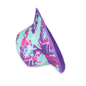 قبعة دلو بنمط أوراق النخيل باللون العنابي، قماش ساتان بوليستر، طباعة رقمية متدرجة، قبعة صيد للحماية من الشمس - Product Image 5