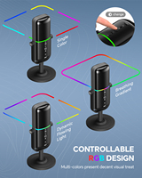 Microphone de jeu pour PC XM600 cardioïde et omnidirectionnel avec trois modes sonores et éclairage RVB pour le streaming et l'enregistrement de podcasts