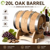 Baril en chêne blanc américain de 20 L, de qualité alimentaire, fait main, pour le vieillissement du vin, du whisky, de la bière et la brasserie artisanale