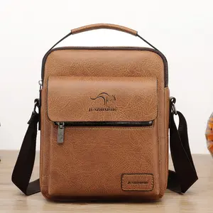 Custom M2502 Retro pu leather vertical portable business men messenger bags large capacity men shoulder handbags manufacturer