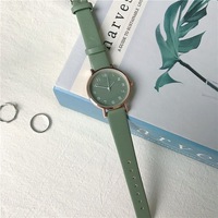 Jam Tangan Wanita Dial Alloy Baru Warna Permen Elegan Tali Kulit Kasual Quartz untuk Wanita
