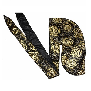 Turban à vagues en <span class=keywords><strong>durag</strong></span> soyeux à <span class=keywords><strong>motif</strong></span> rose pour hommes, vêtements personnalisés pour le cyclisme - Product Image 6