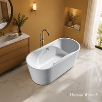 Baignoire d'angle intérieure design avec drain central 1700x800x580mm, ovale, en acrylique blanc, autoportante