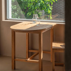 विंटेज ठोस लकड़ी डाइनिंग टेबल गोल आधा चंद्रमा फिर से प्राप्त एल्म डेस्क मध्य शताब्दी आधुनिक घरेलू फर्नीचर - Product Image 3