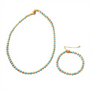 工場直販 レディースネックレス＆ブレスレットセット ハンドメイド ターコイズビーズ ビーチアクセサリー - Product Image 5