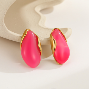 Nuevos pendientes de resina y acero inoxidable Merad de estilo europeo y americano - accesorios exclusivos y de alta gama para las orejas, de titanio y acero. - Product Image 6