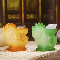 Cadeaux porte-bonheur chinois : Décoration en résine style Tang Sancai, émaillée tricolore, boîte mystère, pierre énergétique de guérison naturelle