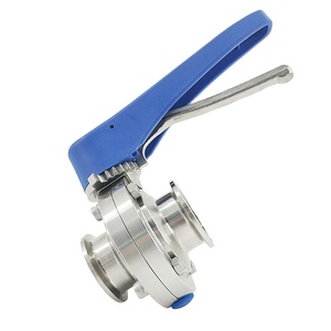 3インチ三クローバーバタフライバルブ,衛生ステンレス鋼SS304 SS316Lプラスチックグリッパーハンドル付き - Product Image 1
