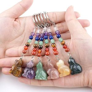 High Quality Spiritual Healing Vintage Natural Crystal Provide Energy Amethyst <strong>Cat</strong> <strong>Seven</strong> Chakras Keychain for Decoration - Product Image 2