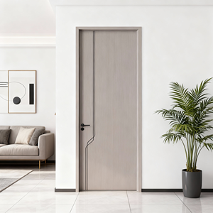 Porte intérieure en bois gris, simple, <span class=keywords><strong>écologique</strong></span>, sans peinture, ensemble de portes de chambre intérieure, design moderne, porte à panneau, vente en gros directe d'usine - Product Image 1