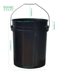 5 Gallon Round Buckets with Wire Bale Handle & Plastic Grip
