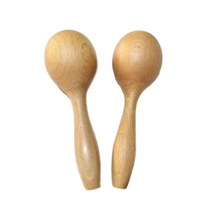 Maracas en bois de hêtre naturel brut, instrument de percussion Orff pour enfants, jouet musical sensoriel précoce - Product Image 1