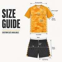 Tenue de football personnalisée camouflage orange, ensemble maillot et short respirant à manches courtes pour l'entraînement quotidien de l'académie de football
