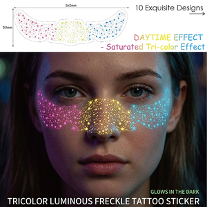 Tatuaje Temporal Personalizado de 3 Colores Brillantes que Brillan en <span class=keywords><strong>la</strong></span> Oscuridad, Adhesivo Multicolor <span class=keywords><strong>para</strong></span> Decoración Corporal - Product Image 1
