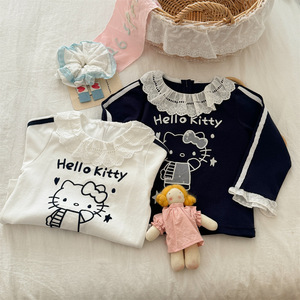 Tongxingyuan Girls' Hello Kitty Long Sleeve T-shirt Spring Cute Cartoon Top Breathable Baby Clothing - Product Image 3