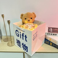 Cadeau de la fête des mères, cadeau de la Saint-Valentin, ours en peluche LED de luxe, poupée en peluche, bouquet de roses éternelles, coffret cadeau, cadeau d'anniversaire