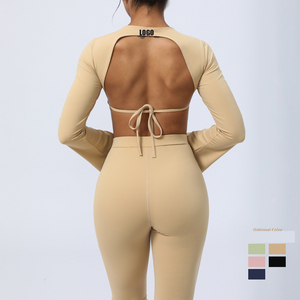 Ropa Deportiva Mujer 2023 Tenue De Sport <span class=keywords><strong>Femme</strong></span> <span class=keywords><strong>Fitness</strong></span> vêtements de sport dos nu haut court pantalon évasé entraînement Yoga ensembles <span class=keywords><strong>Fitness</strong></span> femmes - Product Image 1