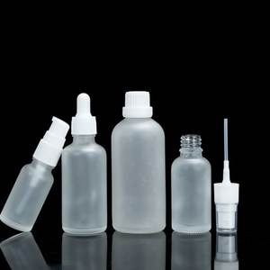 Botella de vidrio esmerilado con cuentagotas para loción, botella de vidrio esmerilado líquido con <span class=keywords><strong>tapa</strong></span> blanca, impresión de pantalla personalizada, 10ml - Product Image 1