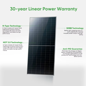 Panneaux solaires monocristallins de type N 630w, panneaux solaires bifaciaux HJT, garantie de 30 ans pour la maison - Product Image 2