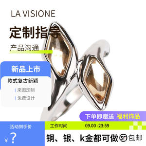 Bague personnalisée en argent 925 avec pierres précieuses, artisanat italien, style artistique vintage, bijoux pour femmes avec cristaux et strass, pour anniversaire - Product Image 3