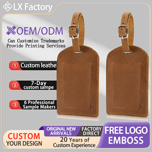 Wholesale Crazy Horse Leather Leather Premium Luggage <b>Tag</b> Solid Pattern Luggage <b>Tags</b> for Suitcases ID <b>Tags</b> & <b>Bag</b> <b>Tags</b> - Product Image 1