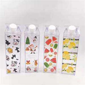 High Quality BPA Free Square Sports Water Bottle Plastic <b>Clear</b> Milk <b>Box</b> Bottle - Product Image 1