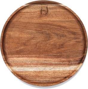 Plateau en bois de luxe avec finition lisse et ensemble de 3 plateaux de forme ronde pour les repas élégants, les fêtes et le service du thé et du café - Product Image 6