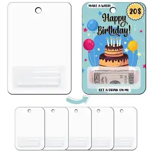 Sublimation MDF Cash Card With Plastic Money Holder Festive Blank Heat Transfer Blind Box Cards Wooden Material Sublimation Gift