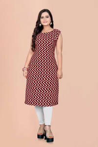 เสื้อเครพเคอร์ติสีแดงแบบพรีเมียมเสื้อผ้าลำลองพิมพ์ลายแขนกุดแฟชั่นใหม่สำหรับงานปาร์ตี้เทศกาลอินเดียปากีสถาน - Product Image 2