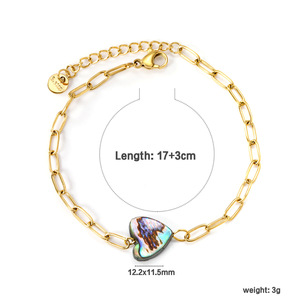 Heart Shaped <b>Abalone</b> <b>Shell</b> Stainless Steel Bracelet For Women Gift Jewelry Fashion Accessory - Product Image 4